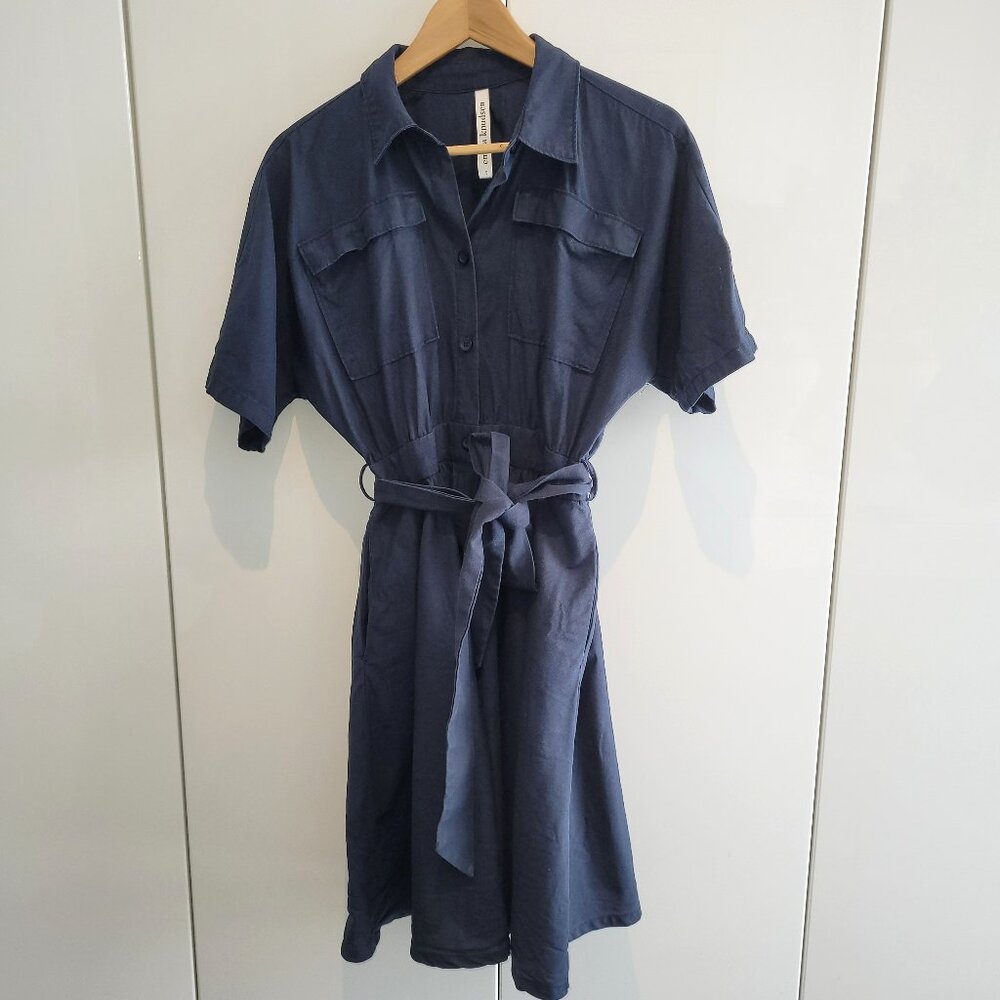 Emma Knudsen Navy Cotton/Tencel Shirt Dress Size S